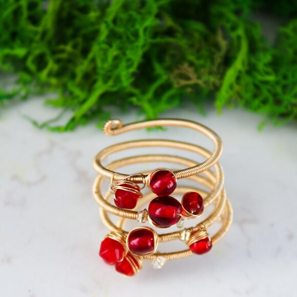 Handmade wire wrapped adjustable ring crystals - Picture 5 of 5